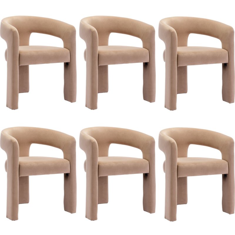 Set of 6 Modern Velvet Fabric Upholstered Dining Chairs